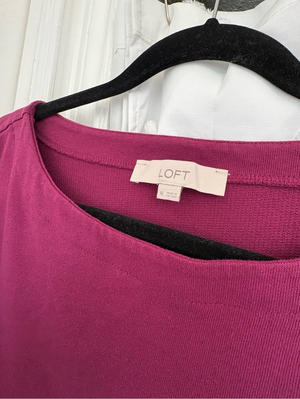 LOFT Tulip Back Raspberry Sweatshirt - Picture 3 of 6